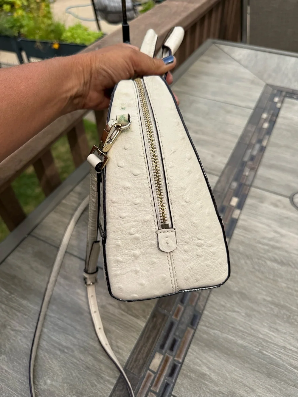 GUC Kate Spade Riverside Street Ostrich Small Felix Satchel Crossbody Bag